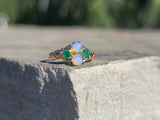 10ct gold emerald & opal antique Victorian ring