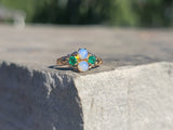 10ct gold emerald & opal antique Victorian ring