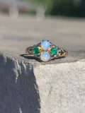 10ct gold emerald & opal antique Victorian ring