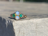 10ct gold emerald & opal antique Victorian ring