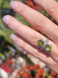 14k white gold vintage Peridot dragonfly filigree ring