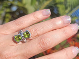 14k white gold vintage Peridot dragonfly filigree ring