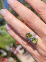14k white gold vintage Peridot dragonfly filigree ring