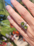 14k white gold vintage Peridot dragonfly filigree ring