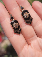 10k gold antique black onyx & seed pearl earrings