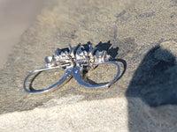 14k white gold blue sapphire & diamond lever back earrings