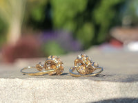 18k gold old cut diamond & pearl antique earrings