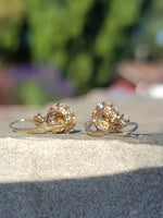 18k gold old cut diamond & pearl antique earrings