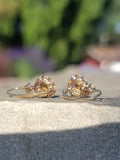 18k gold old cut diamond & pearl antique earrings