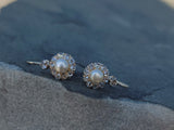 18k gold old cut diamond & pearl antique earrings