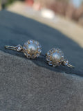 18k gold old cut diamond & pearl antique earrings