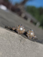 18k gold old cut diamond & pearl antique earrings