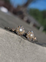 18k gold old cut diamond & pearl antique earrings