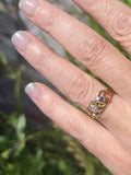 14k gold diamond & blue sapphire SNAKE estate ring