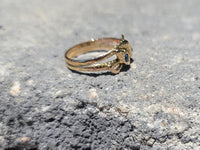 14k gold diamond & blue sapphire SNAKE estate ring