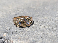 14k gold diamond & blue sapphire SNAKE estate ring