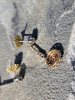 18k gold two tone old cut diamond antique dangle earrings