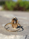 18k gold two tone Deco estate diamond navette ring