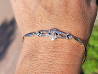 18k gold two tone Deco diamond, sapphire antique bracelet
