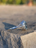 14k white gold c.1920's filigree Aquamarine ring