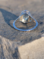14k white gold c.1920's filigree Aquamarine ring