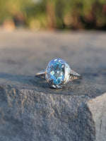 14k white gold c.1920's filigree Aquamarine ring