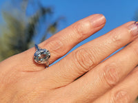 14k white gold c.1920's filigree Aquamarine ring