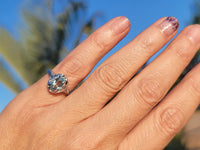 14k white gold c.1920's filigree Aquamarine ring