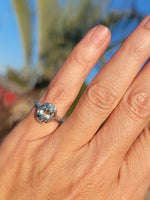 14k white gold c.1920's filigree Aquamarine ring