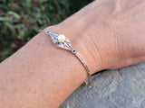 14k gold two tone Art Deco diamond, sapphire & pearl antique bracelet