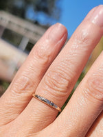 14k gold two tone 3 diamond estate Deco band ring