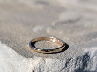 14k gold two tone 3 diamond estate Deco band ring