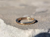 14k gold two tone 3 diamond estate Deco band ring