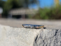 14k gold two tone 3 diamond estate Deco band ring