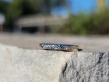 14k gold two tone 3 diamond estate Deco band ring