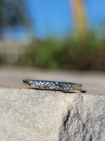 14k gold two tone 3 diamond estate Deco band ring