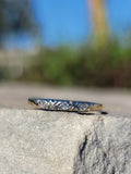 14k gold two tone 3 diamond estate Deco band ring