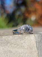 Platinum ART DECO diamond vintage estate antique ring- apx .75ct tw