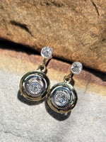 14k gold two tone old cut diamond antique earrings