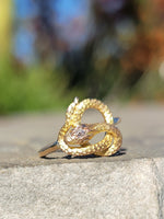 14k gold diamond SNAKE estate ring