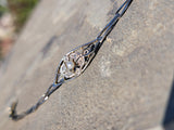 18k gold two tone diamond & pearl antique bracelet