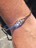 18k gold two tone diamond & pearl antique bracelet