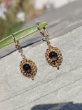 14k gold smokey quartz estate earrings