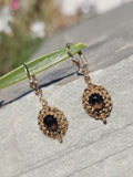 14k gold smokey quartz estate earrings