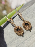 14k gold smokey quartz estate earrings