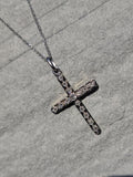 18ct gold two tone Art Deco c.20's c.30's diamond CROSS pendant necklace