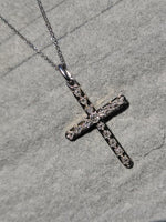 18ct gold two tone Art Deco c.20's c.30's diamond CROSS pendant necklace