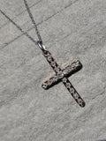 18ct gold two tone Art Deco c.20's c.30's diamond CROSS pendant necklace