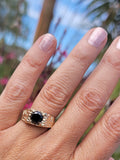 14k gold estate nugget ring - 2.11ct black diamond