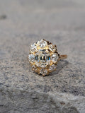 14k gold old mine cut diamond antique engagement wedding ring - apx 3.32ct tw
